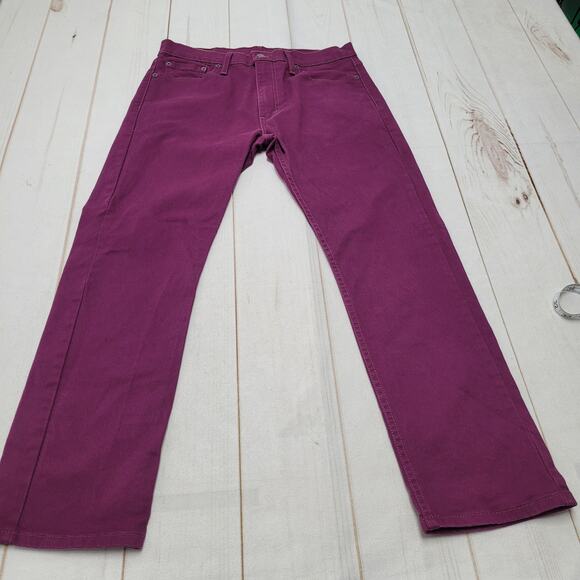 Levis 513 slim straight jeans maroon red purple plum 32x29 - Picture 1 of 8